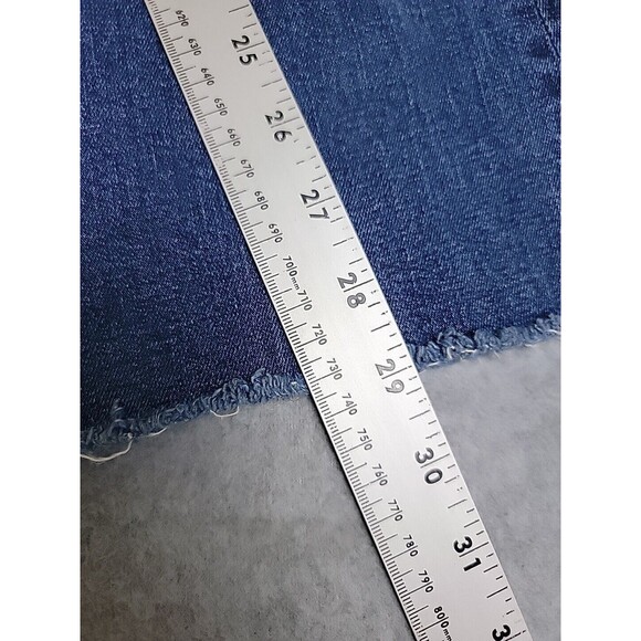 McGuire Jeans Womens 26 25x29  Flare Stretch Dark Blue Low Rise Raw Hem Fray USA - Picture 3 of 14